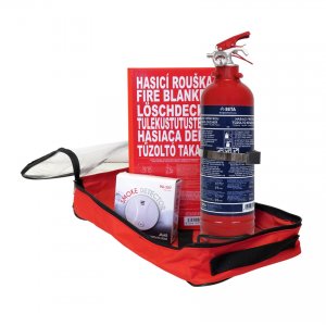 Set domácnost - hasicí přístroj 1 kg + detektor požáru a kouře + hasicí rouška