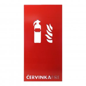 Designový nástěnný kryt pro hasicí přístroj červený